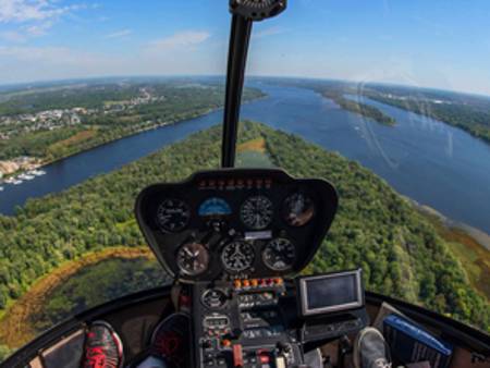  View of the landscape from inside a helicopter