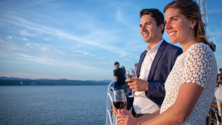 Couple on the terrace with a view of the river