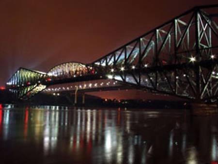 Illuminated Quebec City Bridge