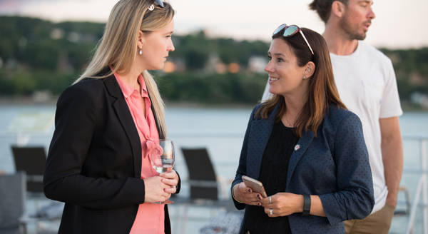 Friends on an outdoor terrace