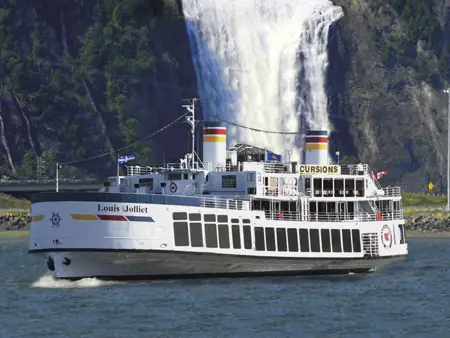 Louis Jolliet in front of the Montmorency Falls