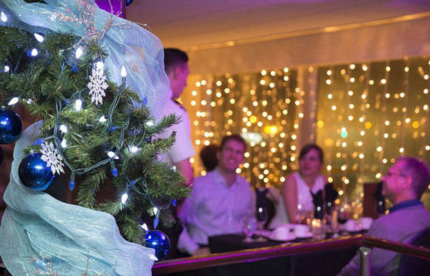 Passengers with a Christmas atmosphere
