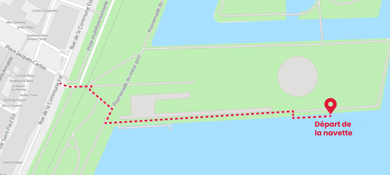 Trajet de la navette fluviale au départ du Vieux-Port de Montréal