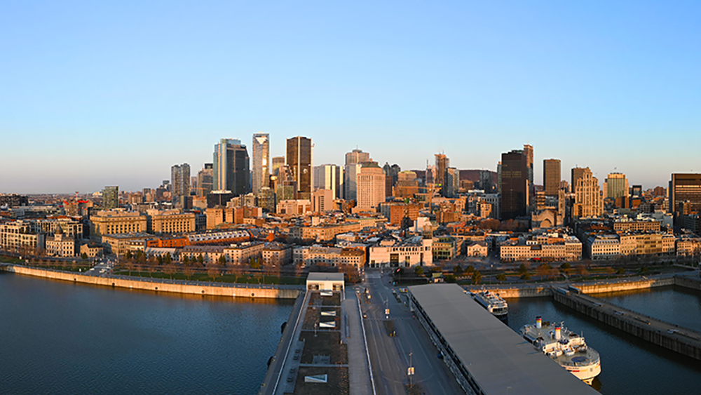  An elevated view of Montreal and its skyline during the day.