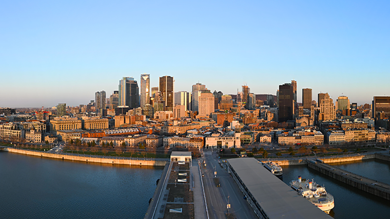  An elevated view of Montreal and its skyline during the day.